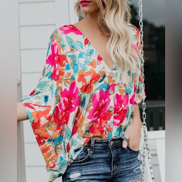 Vici Tropicana Floral Kimono Top, size medium - Picture 1 of 12